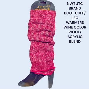 BRAND NEW JTC BRAND BOOT CUFFS/LEG WARMERS- WINE COLOR W/SPARKLE, WOOL/ACRYLIC